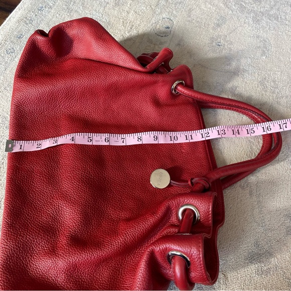 Furla Pebbled Leather Hobo Handbag Deep Red - Picture 14 of 15